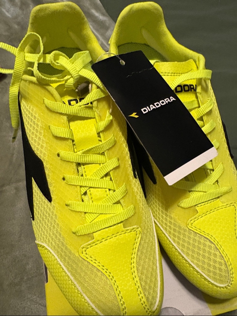 Diadora Bright Yellow Running Sneakers with Black Accents